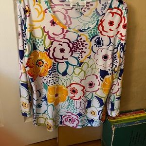Multicolor, spandex, polyester top, size L. Cool,  colors, like new